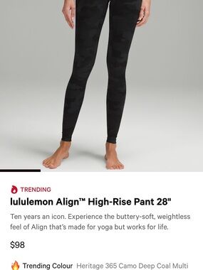 lululemon Align High-Rise Leggings in Deep Coal Camo (Black)